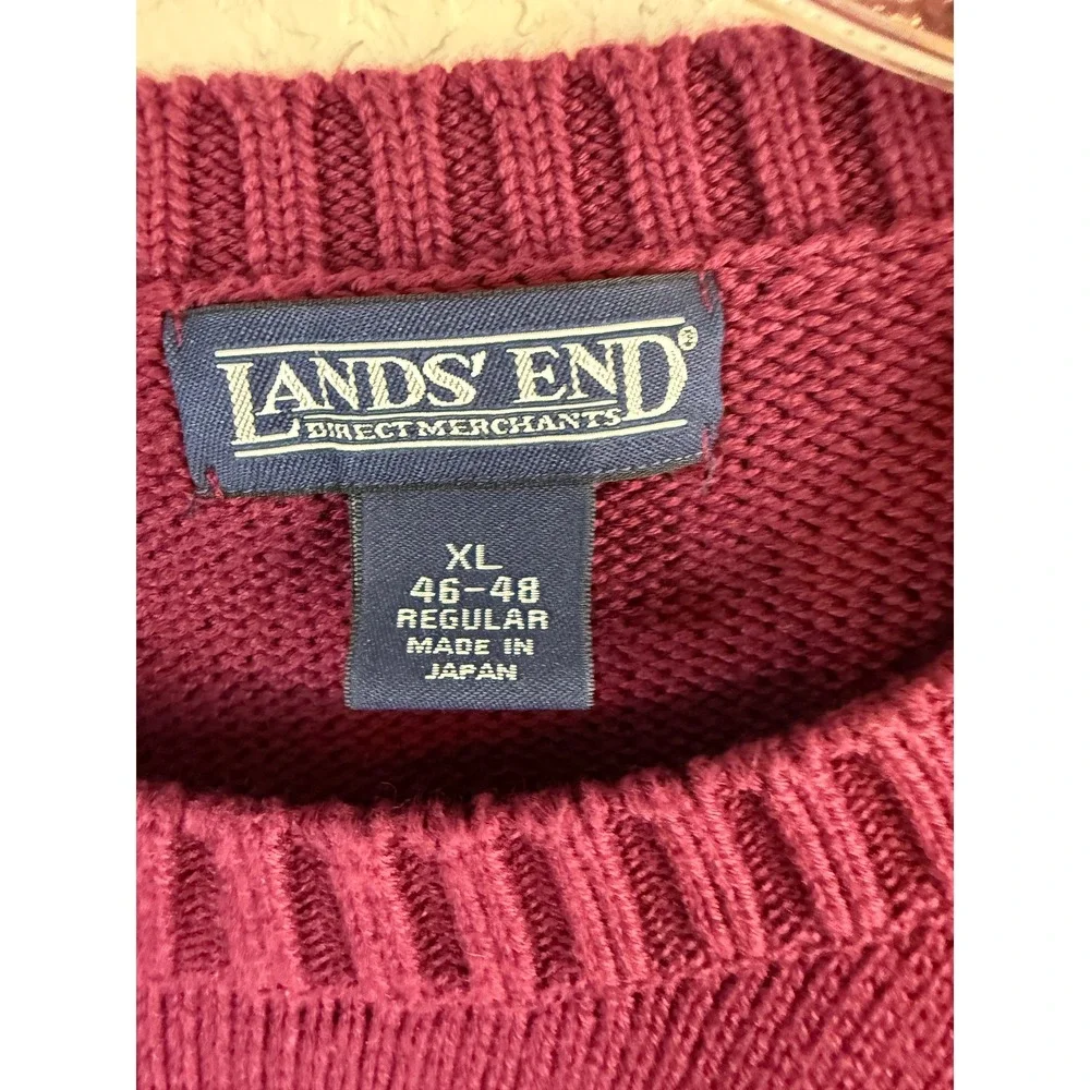 Lands End Burgundy Crew Neck Sweater XL‎ 46 48 Regular Long Sleeve Knit